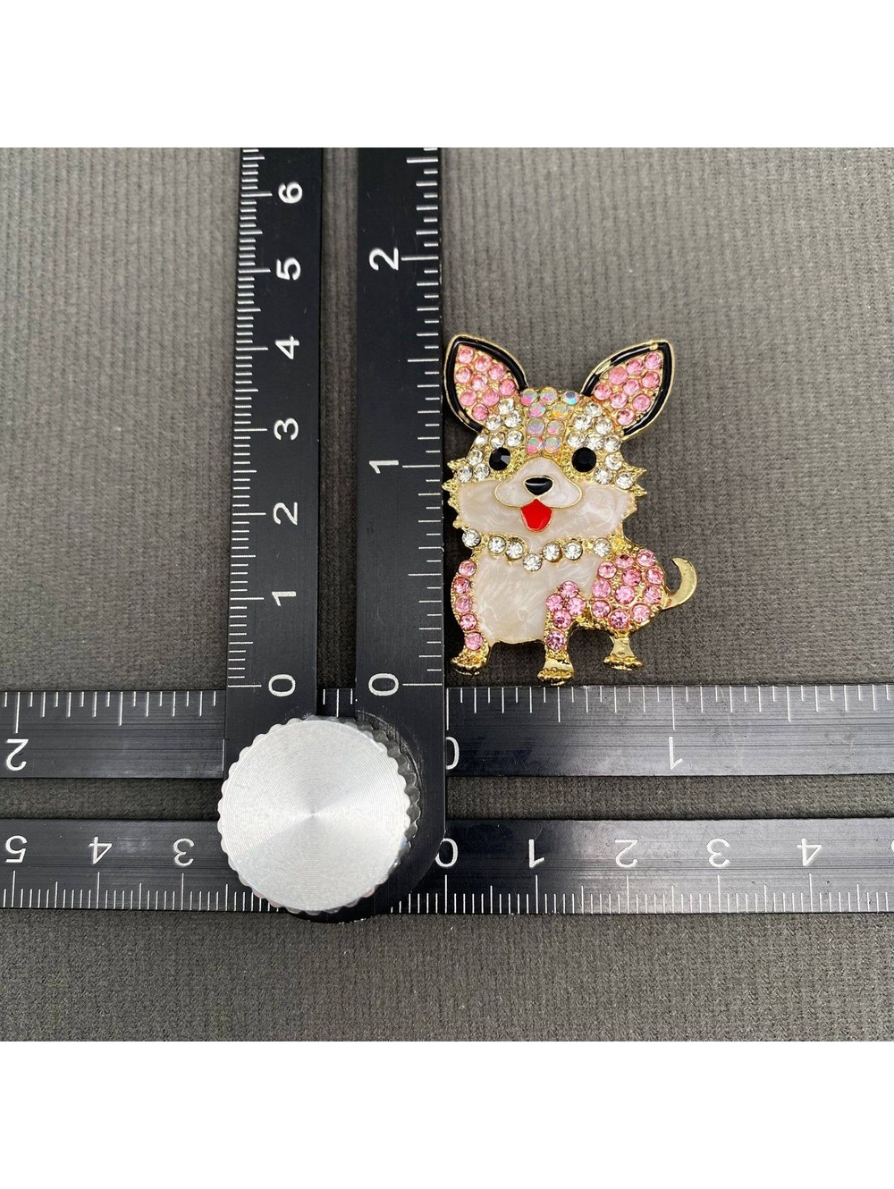 Corgi Inlaid Enamel Puppy Brooch - Picture 3 of 3